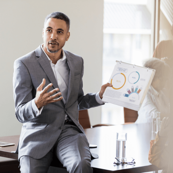 Why recruitment agency in Dubai photo showing man explaining